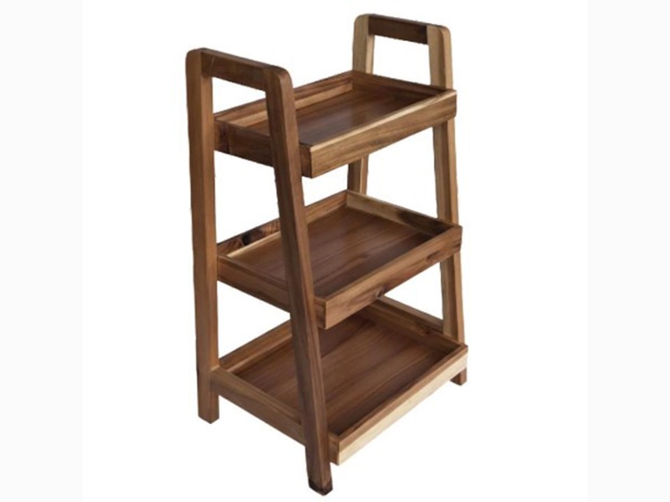 Acacia Wood 3-Tier Freestanding Shelving Unit - Versatile Storage & Display